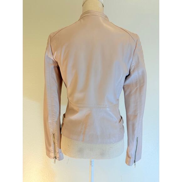 DAKOTA COLLECTIVE Jacket 100% Leather Soft Pink Moto Zip Designer | SMALL - Picture 3 of 8